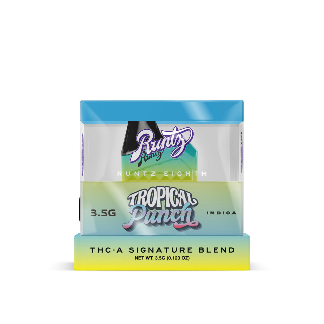 A Tropical Punch flavored Runtz THC-A Signature Blend disposable vape pen packet of 3.5ml
