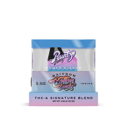 A Rainbow Cotton Candy flavored Runtz THC-A Signature Blend disposable vape pen packet of 3.5ml