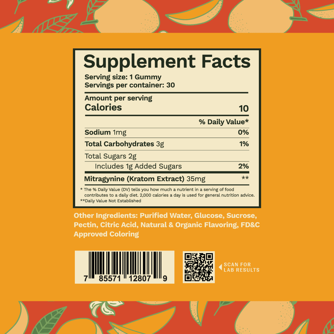 Supplemental Facts for Mango Extra Strength Kratom Gummies