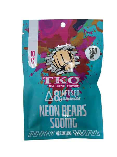 TKO D-8 Infused Gummies 500mg- Neon Bears