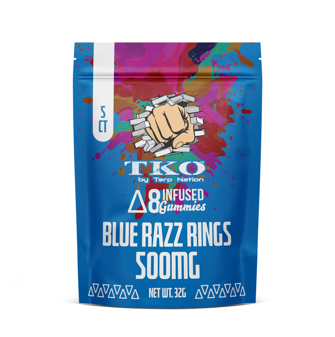 TKO D-8 Infused Gummies 500mg- Blue Razz Rings