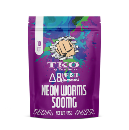 TKO D-8 Infused Gummies 500mg- Neon Worms