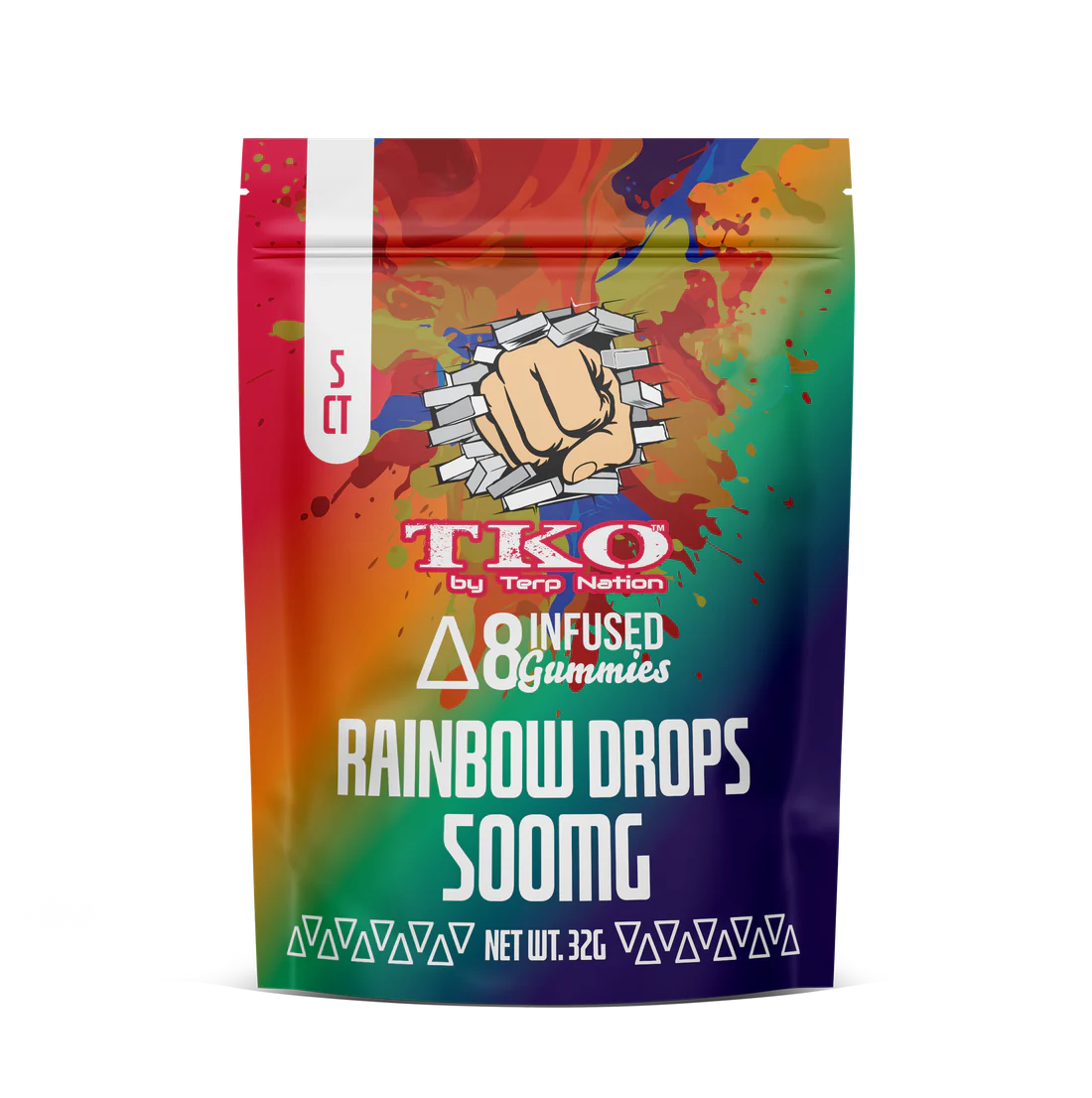 TKO D-8 Infused Gummies 500mg - Rainbow Drops