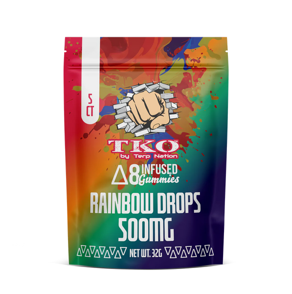 TKO D-8 Infused Gummies 500mg - Rainbow Drops