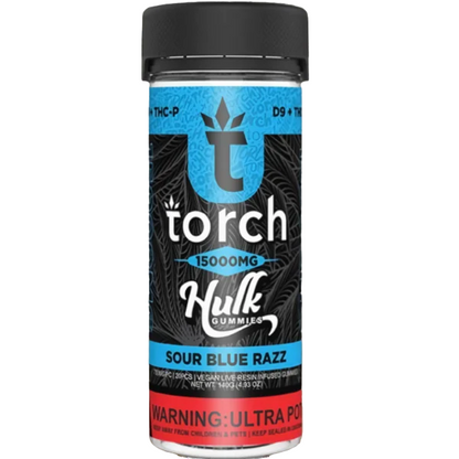 Torch Live Resin D9 + THCP Hulk Gummies 15000mg | Sour Blue Razz