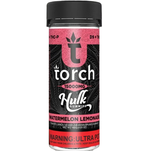 Torch Live Resin D9 + THCP Hulk Gummies 15000mg | Watermelon Lemonade