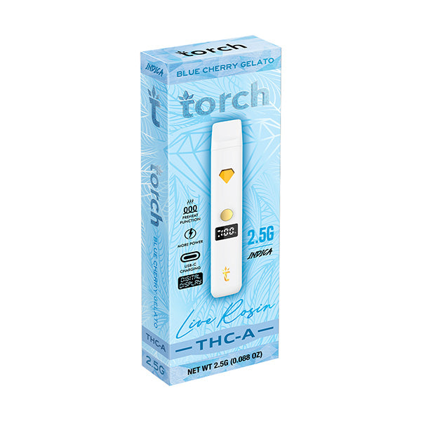 Torch THC-A Live Rosin Disposable | 2.5g - with the laid-back goodness of Blue Cherry Gelato flavor.