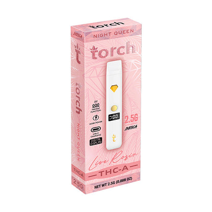 Torch THC-A Live Rosin Disposable | 2.5g - with the laid-back goodness of Night Queen flavor.