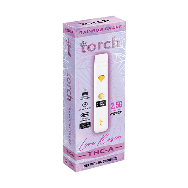 Torch THC-A Live Rosin Disposable | 2.5g - with the goodness of Rainbow Grape flavor.