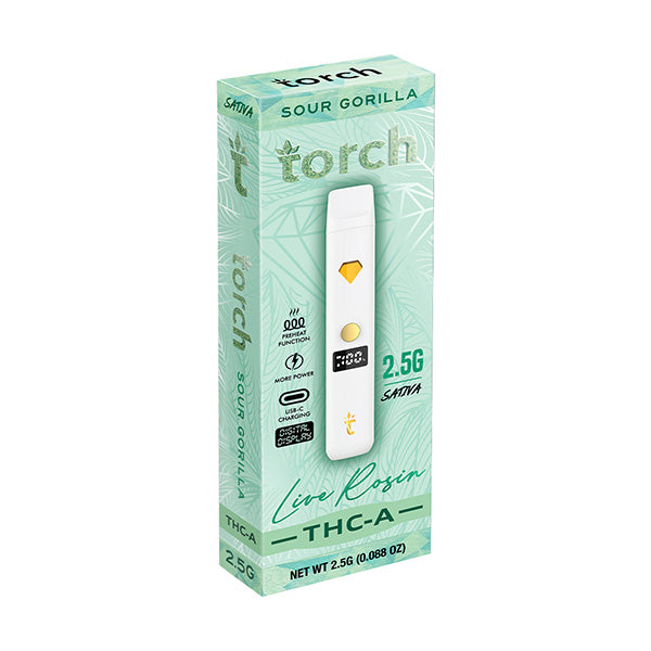 Torch THC-A Live Rosin Disposable | 2.5g - with the goodness of Sour Gorilla flavor.