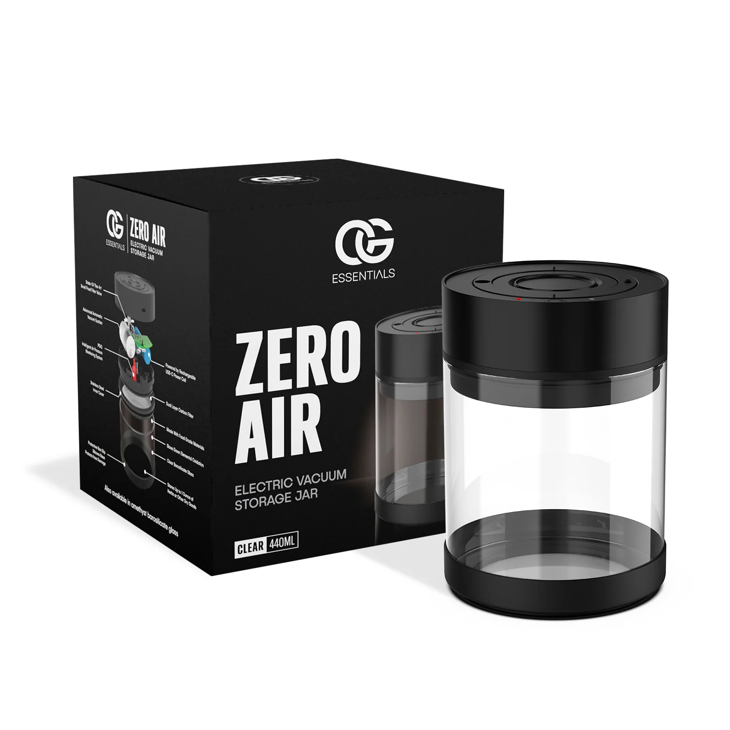 Zero Air - Electric Vacuum Stash Jar clear