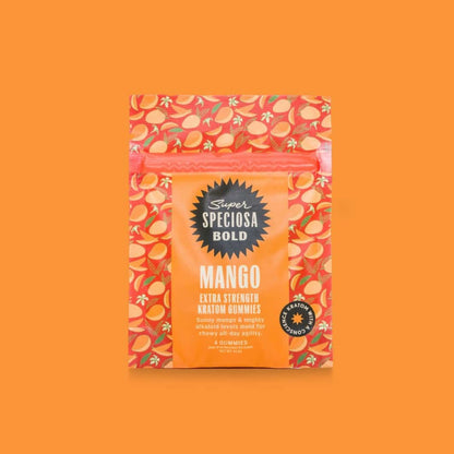 Super Speciosa extra strength mango gummies in 4 count sample bag