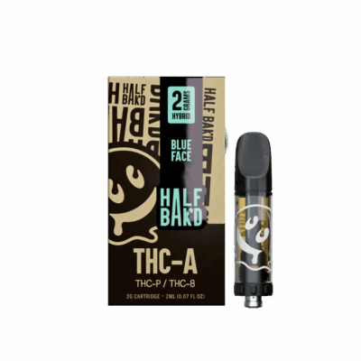 Half Bak’d THC-A - 2G Cartridge - Blue Face (Hybrid)