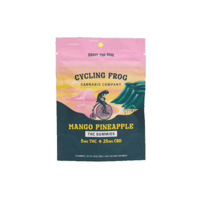 Cycling Frog Gummies 5MG THC25MG CBD 10 count Mango Pineapple