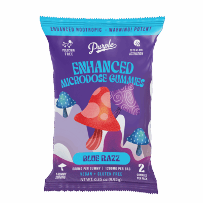 Purple Mushroom Enhanced Microdose Gummies - 2CT - Blue Razz