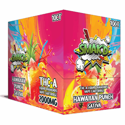Smak'd 2ML THC-A Liquid Diamonds Vape Cartridge - Hawaiian Punch (Sativa)2