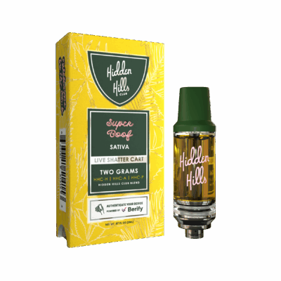 Hidden Hills Live Shatter Cart - 2g Cartridge HHC Blend - Super Boof (Sativa)