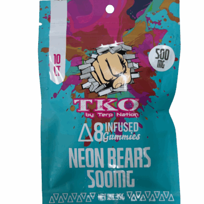 TKO D-8 Infused Gummies 500mg- Neon Bears