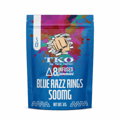 TKO D-8 Infused Gummies 500mg- Blue Razz Rings