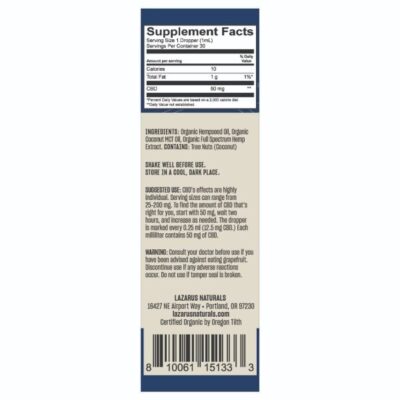 Lazarus Naturals Full Spectrum Sublingual Tincture CBD | 1,500mg