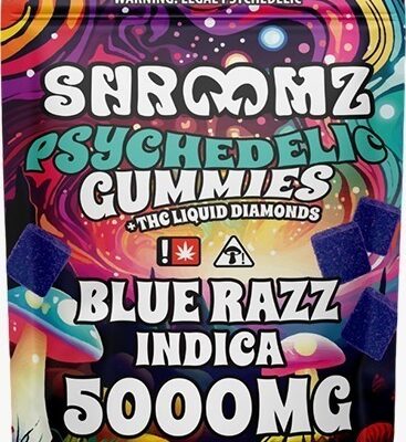 Shroomz Psychedelic THC Liquid Diamond Gummies 5000MG Blue Razz (Indica)