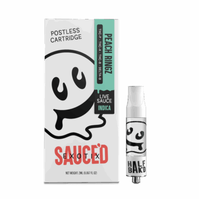 Half Bak’d Sauced Exotix 2g Live Resin Cartridge - Peach Ringz (Indica)