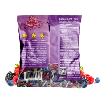 DayTripper Legal Psychedelics Mushroom gummies 3ct - Snozzberry - back