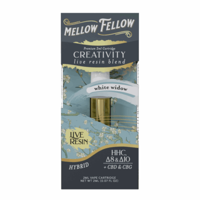 Mellow Fellow Live Resin 2mL Vape Cartridge - Creativity Blend White Widow (Hybrid)