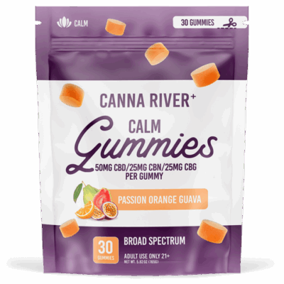 Canna River Broad Spectrum CBD Gummies for Calm Passionfruit, Orange, Guava