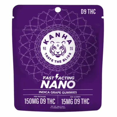 KANHA Nano Gummies 10ct, 15mg D9 THC Gummies - Grape (Indica)