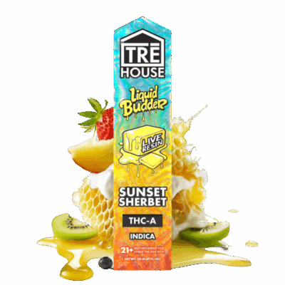 TRĒ House THC-A Live Resin Liquid Budder Vape Pen – 2g - Sunset Sherbet (Indica)