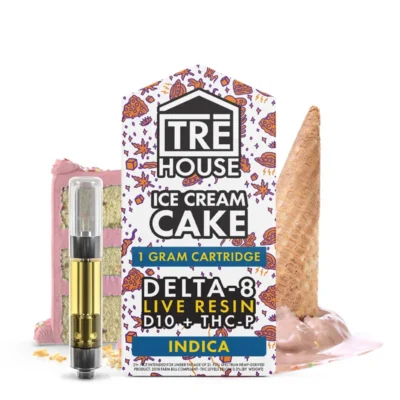 TRĒ House Live Resin Delta 8 + Delta 10 + THC-P Cartridge Ice Cream Cake 1g