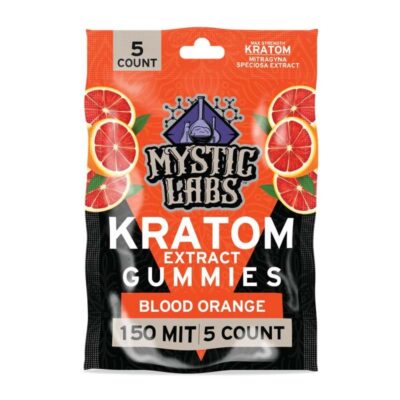Mystic Labs Kratom Extract Gummies 150 MIT 5ct blood orange