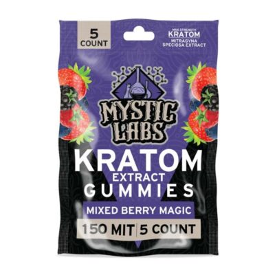 Mystic Labs Kratom Extract Gummies 150 MIT 5ct mixed berry magic