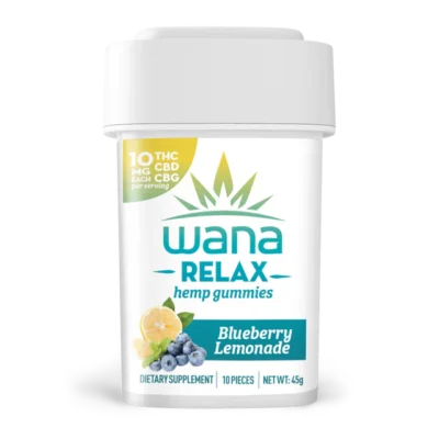 Wana Relax 10mg THC: CBD: CBG Gummies - Blueberry Lemonade