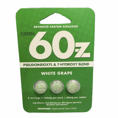 Green 60z White Grape Pseudoindoxyl & 7-Hydroxy Blend Extra Strength Tablets 60mg | 3 Count