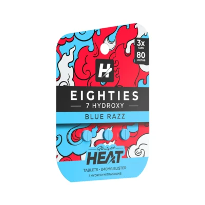 Straight Heat Kratom Eighties Edition High Potency 7 Hydroxy Tablet 80MG blue razz