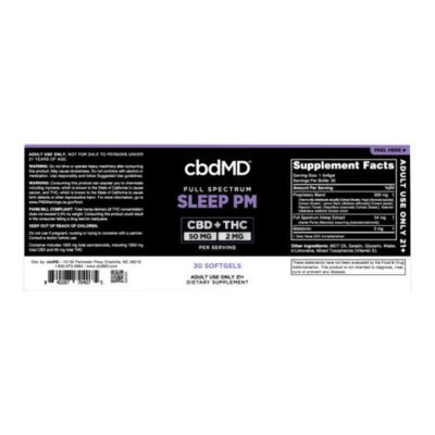 cbdMD CBD + THC Capsules for Sleep 52mg