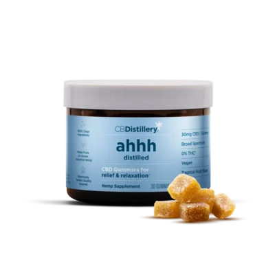 CBDistillery ahhh Distilled Broad Spectrum CBD Gummies  Tropical Fruit 30MG – 30 Count
