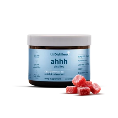 CBDistillery  ahhh Distilled Full Spectrum CBD Gummies  Strawberry 30MG – 30 Count