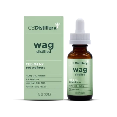 CBDistillery Wag Distilled Full Spectrum CBD Pet Wellness Tincture  150MG / 600MG – 30mL