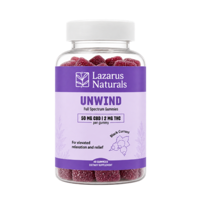 Lazarus Naturals CBD THC Unwind Full Spectrum Gummies Black Currant