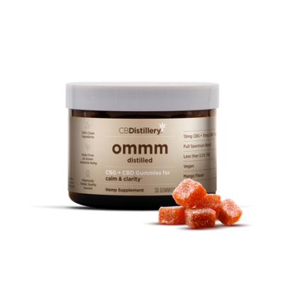 CBDistillery – Ommm -Gummies – CBG + CBD – Mango Flavor – 15mg + 15mg – 30 Count