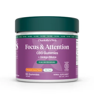 Charlotte’s Web CBG Focus & Attention Gummies THC-Free Pineapple Guava 60 Count