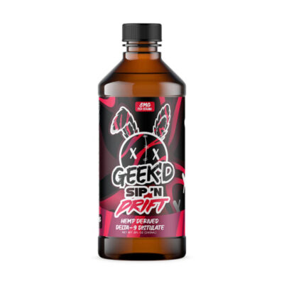 Geek’d Sip ‘N Drift Delta 9 THC Syrup 800mg Cran Razz