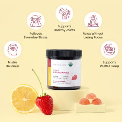 Joy Organics Broad Spectrum Organic CBD Gummies 25mg - Strawberry Lemonade
