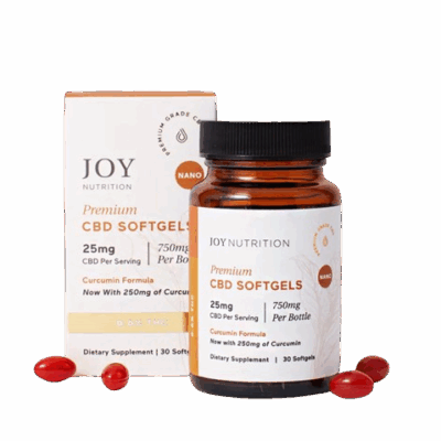 Joy Organics Broad Spectrum CBD Softgels with Curcumin 25mg