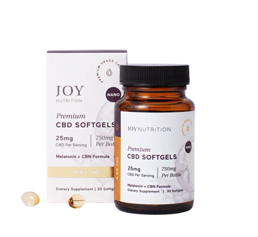 Joy Organics Broad Spectrum CBD Softgels with Melatonin & CBN for Sleep 25mg