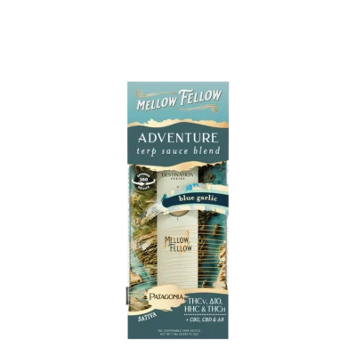 Mellow Fellow Terp Sauce 1mL Disposable Vapes 360° Spinner Device - Adventure Blend Blue Garlic (Sativa)