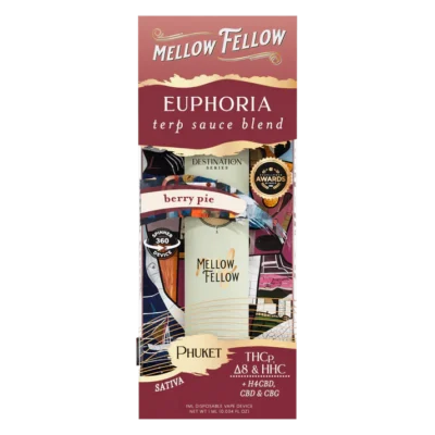 Mellow Fellow Terp Sauce 1mL Disposable Vapes 360° Spinner Device - Euphoria Blend Berry Pie (Sativa)